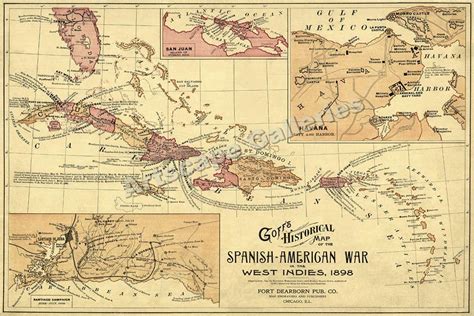 1898 Goffs Map Spanish American War Carribean - 24x36 | eBay