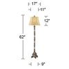 Regency Hill Rustic Floor Lamp 62" Tall French Faux Wood Antique Candlestick Beige Silk Bell ...