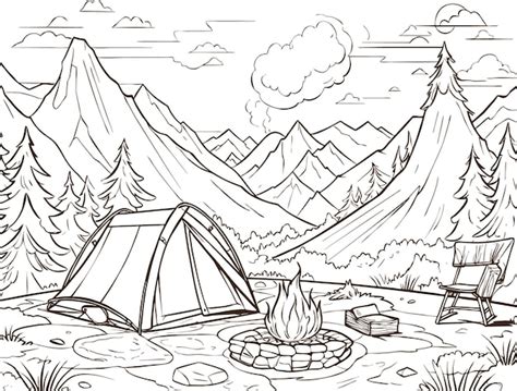 Camping Coloring Pages Images - Free Download on Freepik