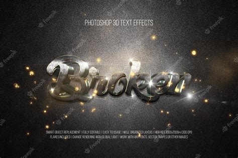 Premium PSD | Broken photoshop 3d text effects