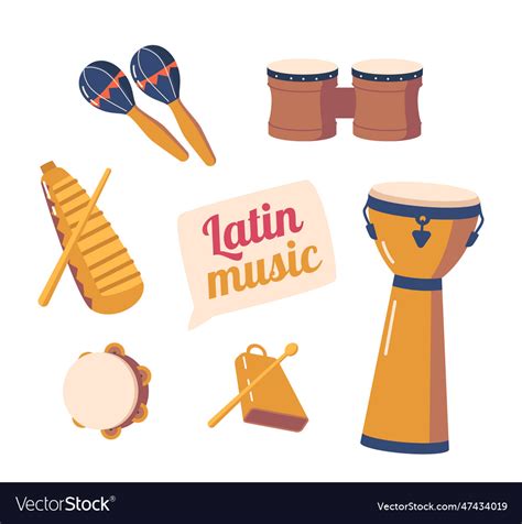 Latin american musical instruments vibrant Vector Image