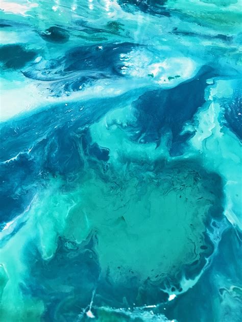 Turquoise Abstract Painting Vibrant Fluid Art Original Acrylic | Etsy