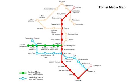 Tbilisi Metro Route Map 2024, Metro Lines, Stations - YoMetro