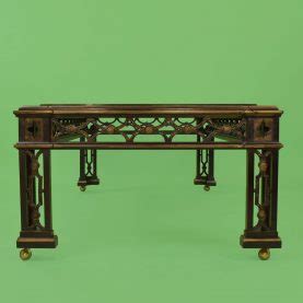 Hollywood Regency Black Coffee Table on Casters | Circa Who