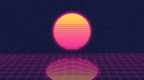 2K free download | Yellow Pink Moon Reflection Starry Sky Vaporwave Vaporwave, HD wallpaper | Peakpx