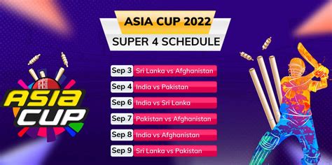 Asia Cup 2022, Super 4 full schedule: IND vs SL match timings, live ...