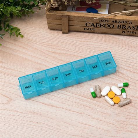 7 Days Weekly Tablet Pill Medicine Storage Box Pill Splitters Medicine Container Organizer TSLM2 ...