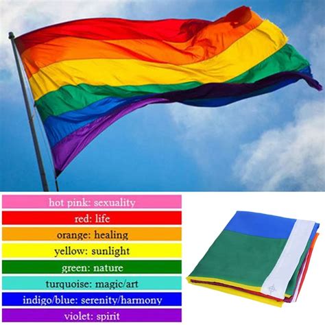 1 Piece 90*150cm LGBT Flag For Lesbian Gay Pride Colorful Rainbow Flag For Gay Home Decor Gay ...