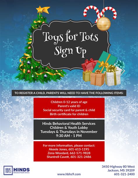 Toys for Tots Sign-up flyer - Hinds Behavioral Health Services - Region 9