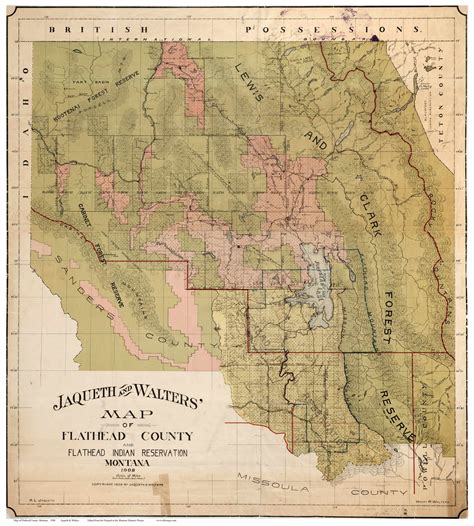 Flathead County Montana 1908 - Old Map Reprint - OLD MAPS