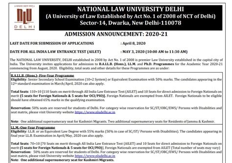 NLU Delhi reserves 50% LLB, LLM seats for Delhi students