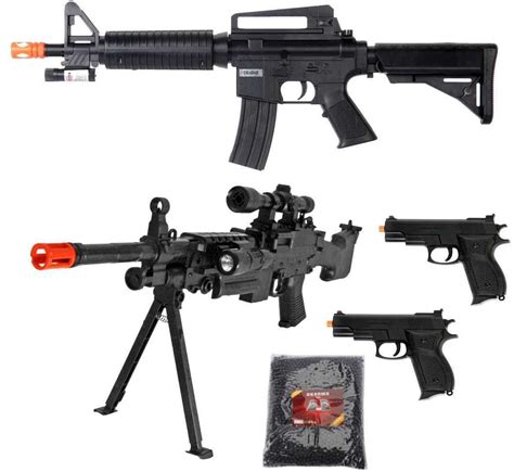 Lot of 5 Airsoft M16 M4 Rifle Spring Sniper Machine Gun 2 Pistols & 1K ...