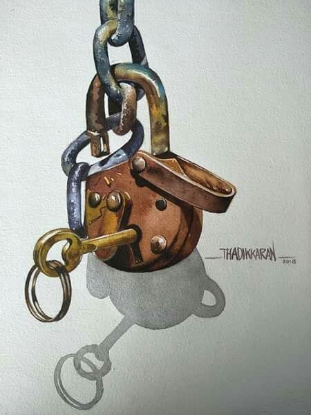 Chain with Padlock Drawing