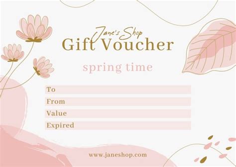 Free Floral Spring Gift Voucher template to download