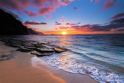 Sunset Over The Na Pali Coast From Ke'e Photograph by Russ Bishop - Fine Art America