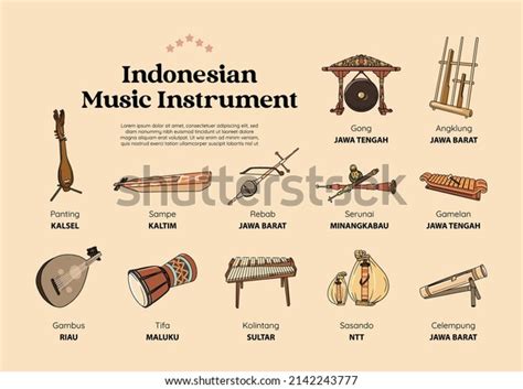 Set Indonesian Traditional Music Instrumental Hand Stock Vector ...