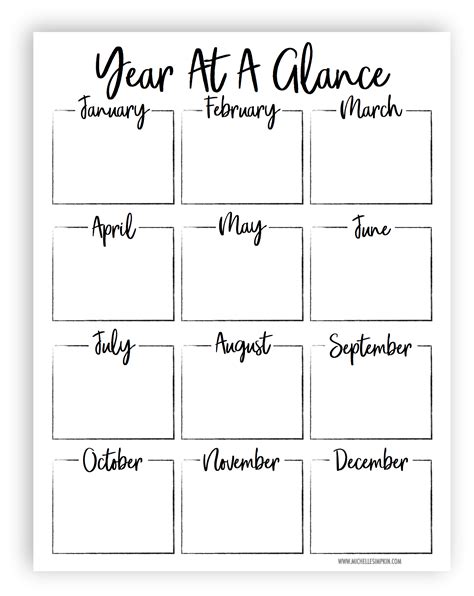 Year At A Glance Printable It Includes 3 Different Designs.