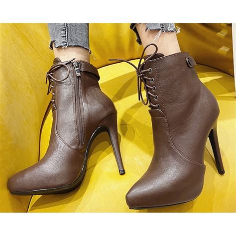 Buy > brown leather ankle boots with heel > in stock