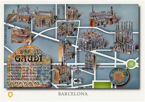 Gaudi Buildings Map | Gaudi, Illustrated map, Gaudi buildings