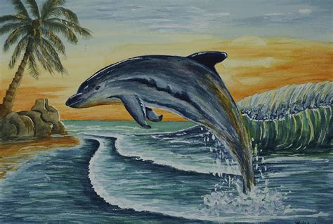 Dolphin Jumping Painting by Kathy Przepadlo - Fine Art America