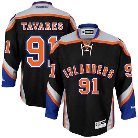 Reebok #91 John Tavares New York Islanders Black Premier Player Jersey