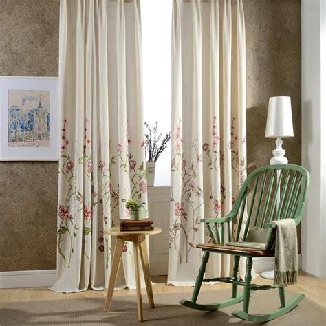 [Flowers] French country style flower vine embroidered linen curtains ...