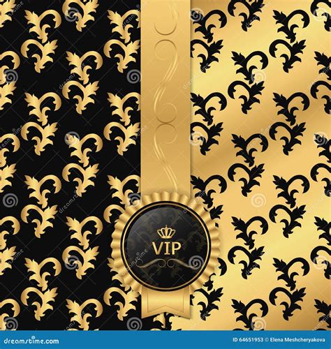 Black And Gold Background With Vertical Ribbon And Round VIP Logo. Royalty-Free Stock Photo ...