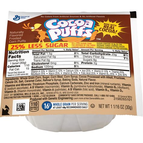 Cocoa Puffs Nutrition Facts Label - Best Label Ideas 2019