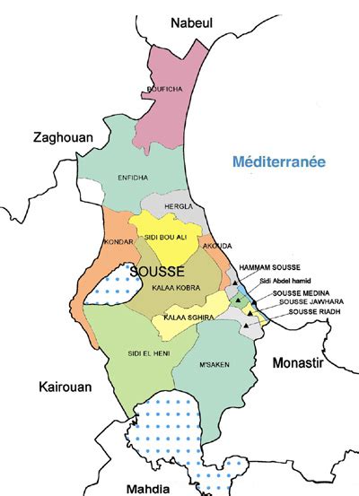 Sousse Governorate Map, Tunisia