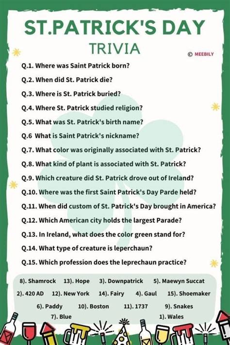 St. Patrick’s Day Trivia Questions & Answers - Meebily | St patrick's ...