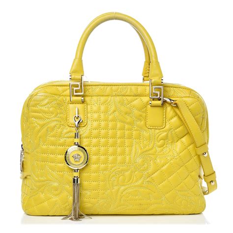 VERSACE Barocco Quilted Nappa Vanitas Demetra Bag Yellow 327595