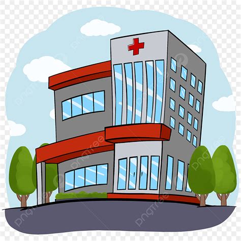 Commercial Building Clipart Transparent PNG Hd, Medical Hospital Building Hand Drawn Can Be ...