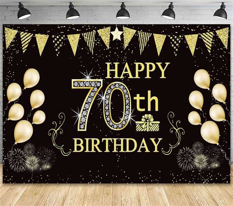 Buy 6 x 3.6 ft Happy 70th Birthday Backdrop Background Banner for 70th Anniversary Decorations ...