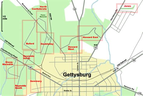 Tour the North Gettysburg Battlefield, with links to monuments