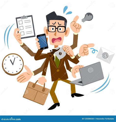 Too Busy Man with Brown Jacket Wearing Glasses Stock Vector ...