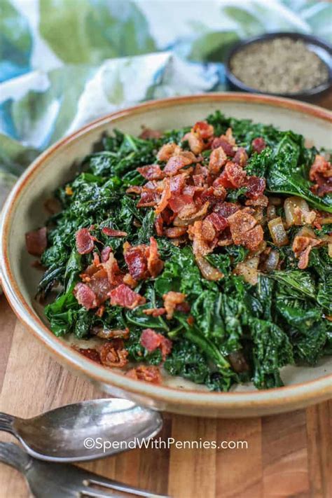 Garlic Bacon Kale Recipe (How to Cook Kale) - Spend With Pennies