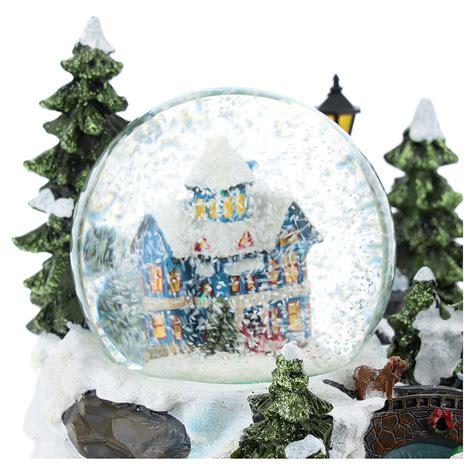 Christmas village with snow globe and train 15x25x15 cm | online sales on HOLYART.com