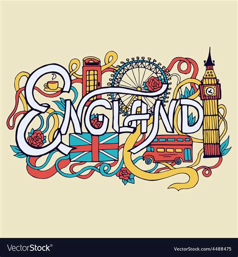 England art abstract hand lettering and doodles Vector Image