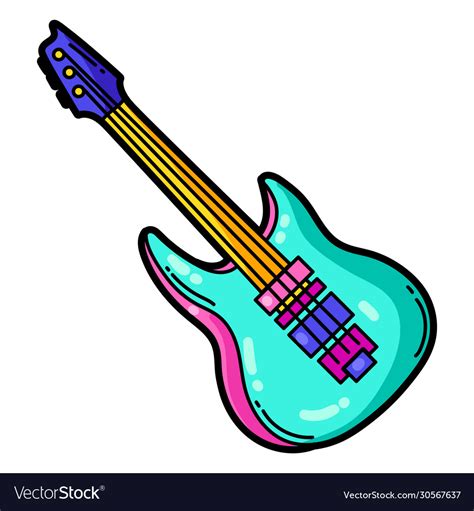 Cartoon musical electric guitar Royalty Free Vector Image