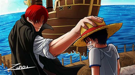 Shanks giving strawhat to Luffy Zunou - Illustrations ART street