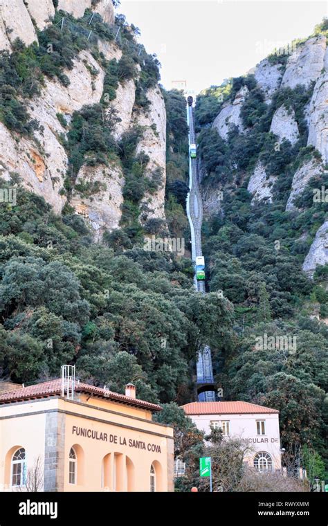 Funicular de Sant Joan, Mountain of Montserrat, Catalonia, Spain Stock ...