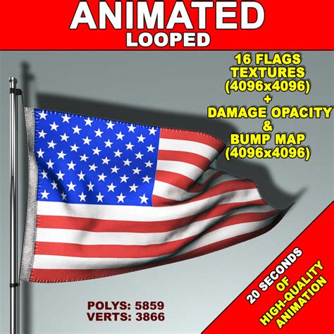 animation flag 3d model