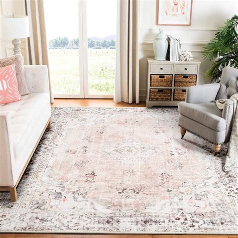 MUJOO Pink Rug 6'x9' Area Rugs for Living Room Washable Rugs Large Boho Carpet for Bedroom ...