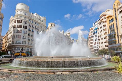 Fountain on One of the Central Streets of Valencia Editorial Stock ...