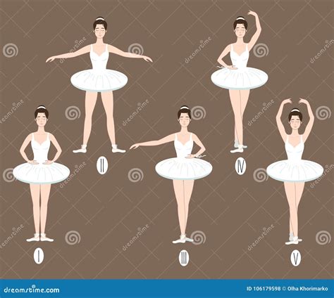 Young Dancer Performs the Five Basic Ballet Positions, Stock Vector - Illustration of performer ...