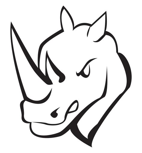 Black and white vector illustration of rhino 18968953 Vector Art at Vecteezy