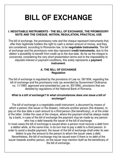 Bill of Exchange | PDF | Negotiable Instrument | Cheque