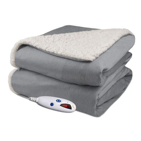 Biddeford Velour Sherpa Electric Heated Warming Throw Blanket Gray in 2020 | Heated throw ...