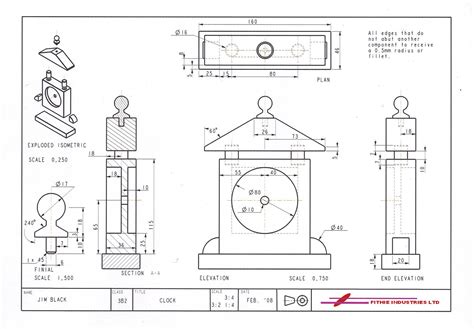 Technical Drawing of Clock by fithie on DeviantArt