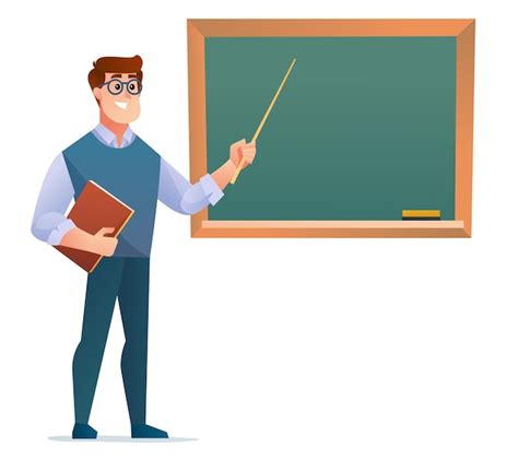 Premium Vector | Male teacher standing in front of blackboard illustration